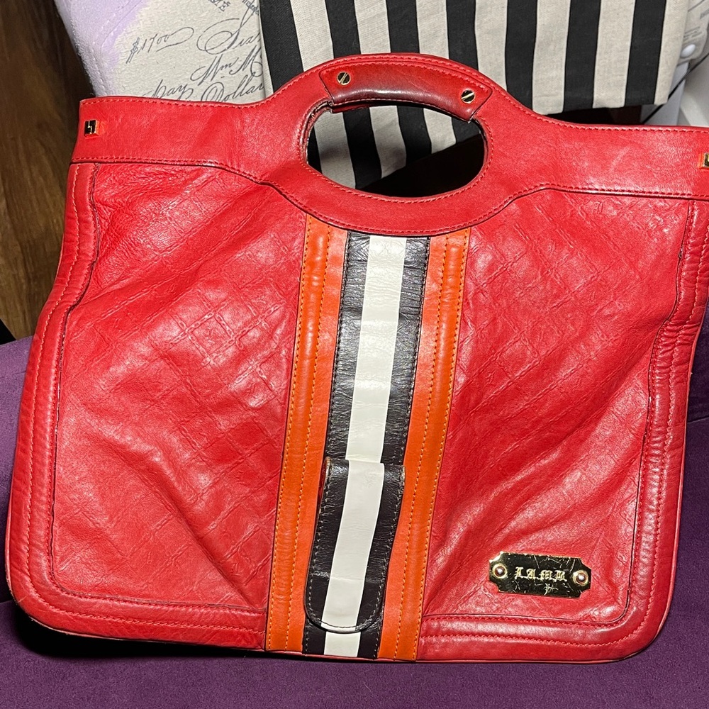 Sale 🔥 L.A.M.B. Gwen Stefani Red Leather Tote Bag. Vintage